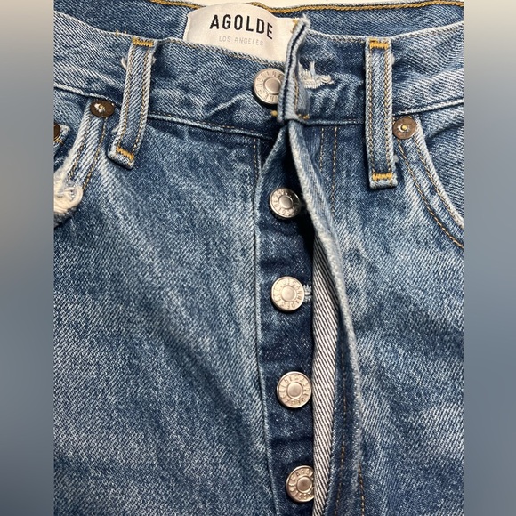Agolde | Raw Hem Cropped Straight Leg Distressed Jeans Sz 26 - Picture 3 of 8